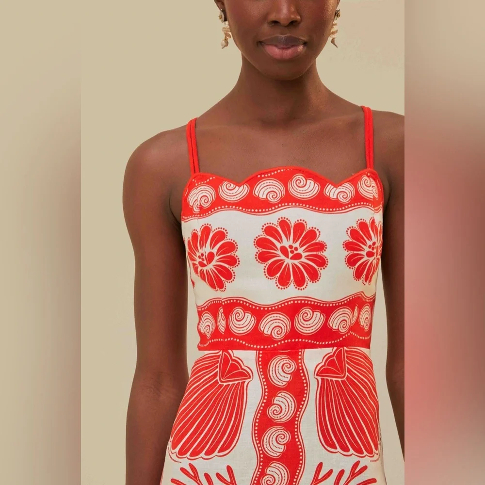 Farm Rio White Ainika Shell Euroflax™ Premium Linen Mini Dress - Picture 3 of 11